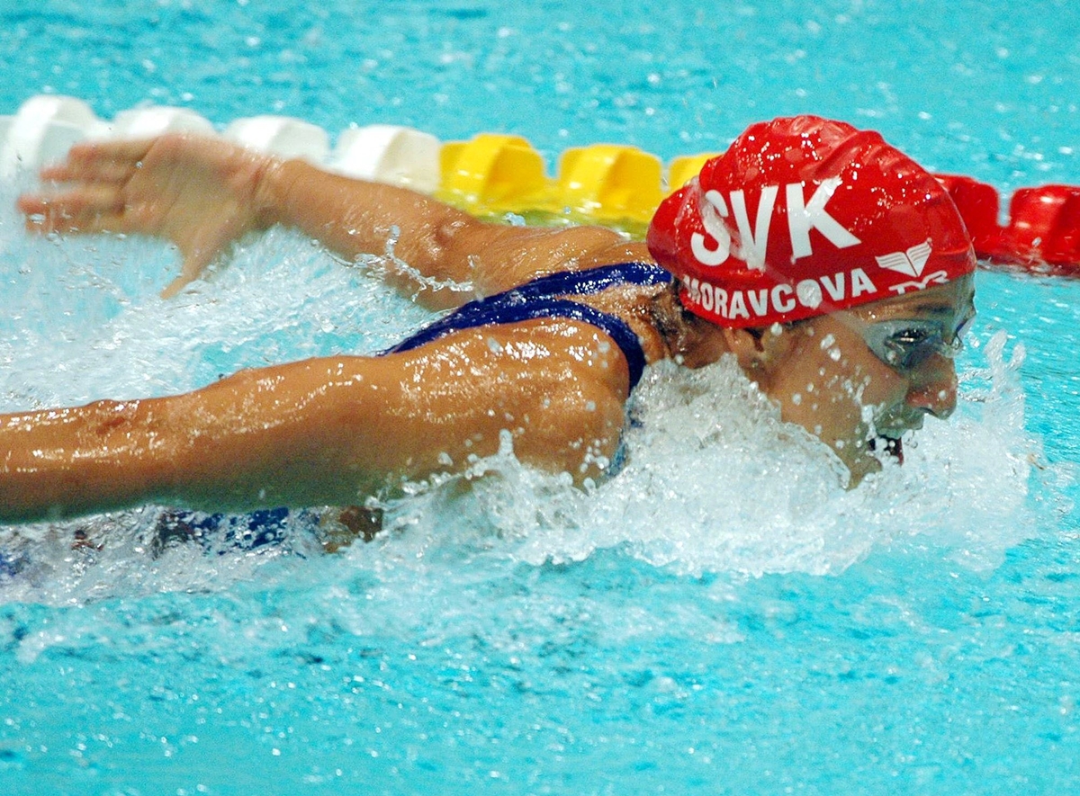 Martina Moravcová v čase, keď patrila medzi najväčšie hviezdy svetového plávania. FOTO TASR/Pavel Neubauer