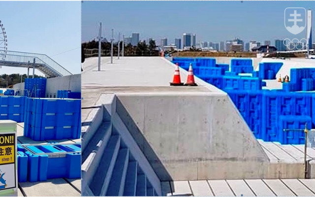 Dve aktuálne podoby olympijského vodnoslalomárskeho areálu v Tokiu.
