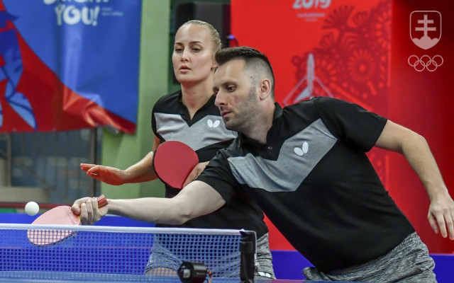 Ľubomír Pištej s Barborou Balážovou v zápase o bronz.