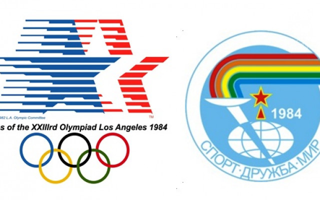 Logá olympijských hier 1984 v Los Angeles a súťaží Družba 1984.
