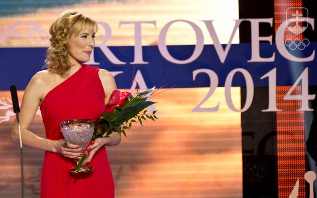 Biatlonistka Anastasia Kuzminová vyhrala anketu trikrát – vždy v roku svojho olympijského víťazstva. Na fotografii je zo slávnosti v roku 2014.  Dostala sa aj medzi laureátov tohtoročnej ankety Športovec roka.