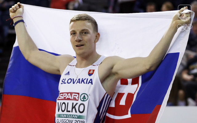 Ján Volko v cieli pri zisku zlata na halovom európskom šampionáte v Glasgowe 2019