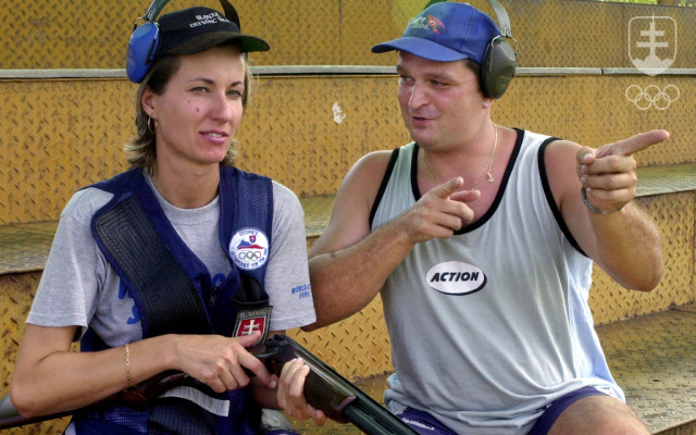 Andrea Stranovská s trénerom Jurajom Sedlákom počas prípravy na olympijské hry v Sydney