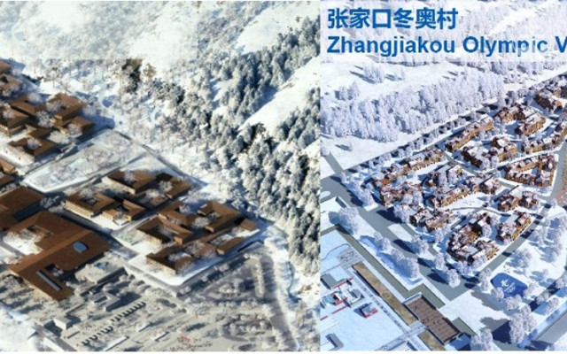 Vizualizácia dvoch horských olympijských dedín.