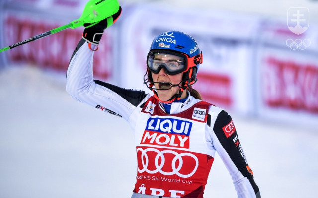 Radosť Petry Vlhová z triumfe v slalome v Aare, po ktorom sa vrátila na čelo celkovej klasifikácie Svetového pohára.