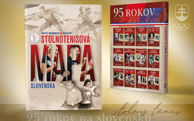 Predná a zadná strana knihy "Stolnotenisová mapa Slovenska".