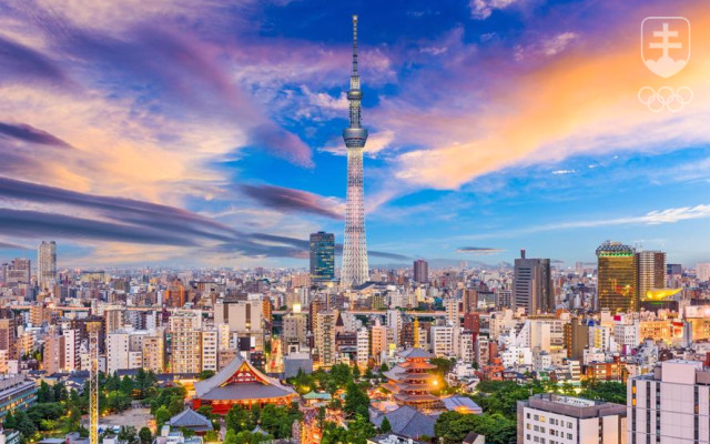 Krásny pohľad na časť gigantického Tokia, ktorej dominuje 634 m vysoká veža Tokyo Skytree.