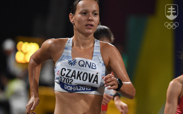 Slovenská chodkyňa Mária Katerinka Czaková počas chôdze na 50 km žien na MS v atletike v katarskej Dauhe 28. septembra 2019. 