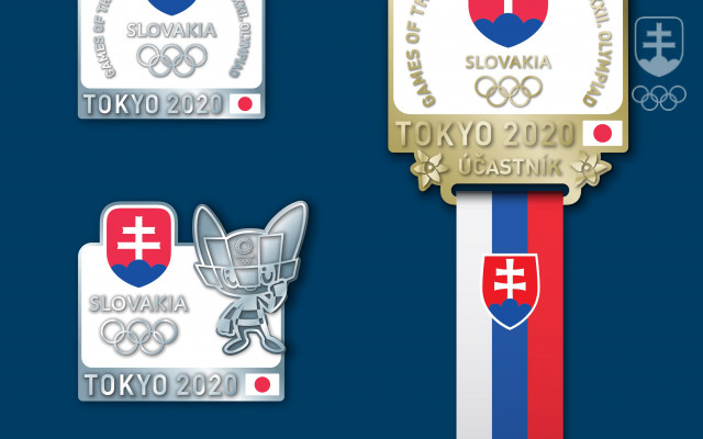 Odznaky slovenskej výpravy na OH v Tokiu.