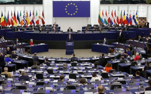Fotografia zo zasadnutia Európskeho parlamentu.