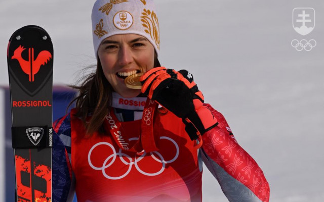 Petra Vlhová a jej obrovská radosť po olympijskom triumfe v slalome.