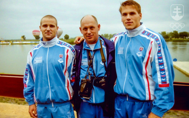 Pavel Blaho s dvojnásobnými majstrami sveta v K2 Michalom Riszdorferom a Jurajom Bačom.