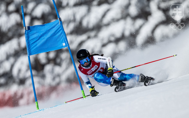 Veronika Šrobová na trati obrovského slalomu na ZOH mládeže 2024.