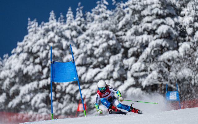 Vanesa Vulganová na trati obrovského slalomu na ZOH mládeže 2024.