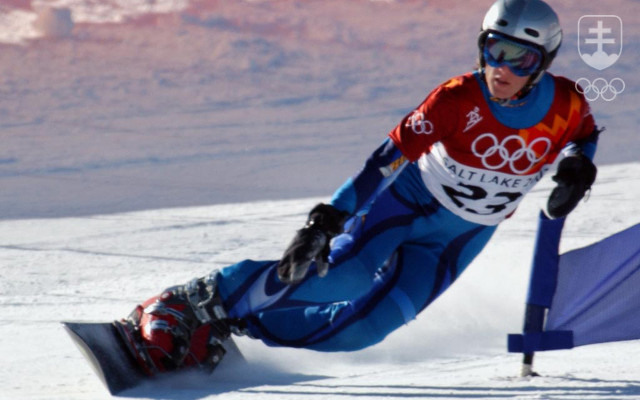 Jana Šeďová na trati paralelného obrovského slalomu na ZOH 2002 v Salt Lake City.