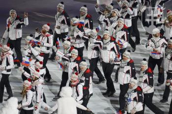 Slovenská výprava na otváracom ceremoniáli XXII. zimných olympijských hrách v Soči. FOTO: TASR