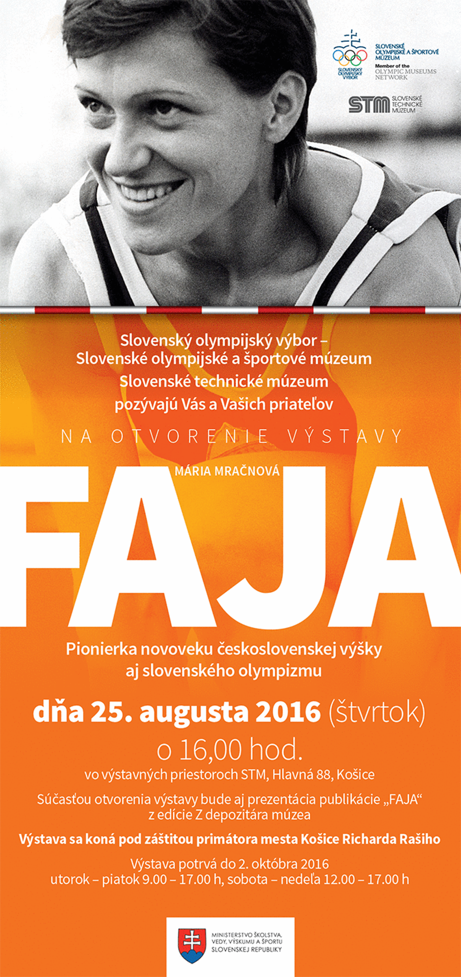 Pozývame Vás na výstavu "FAJA" venovanej pionierke novoveku československej výšky a slovenského olympizmu