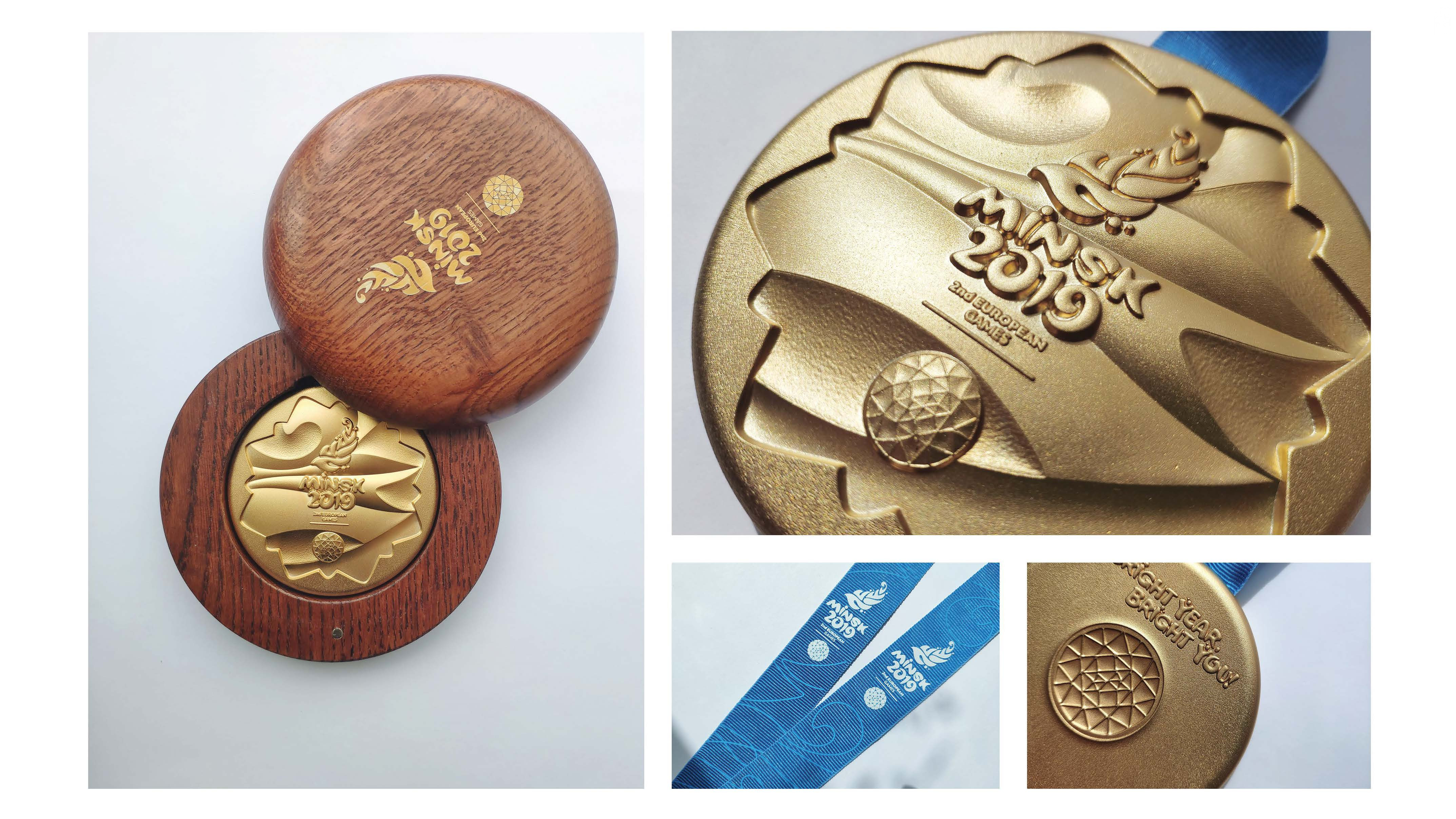 Víťazov súťaží Európskych hier v Minsku budú dekorovať takýmito zlatými medailami.