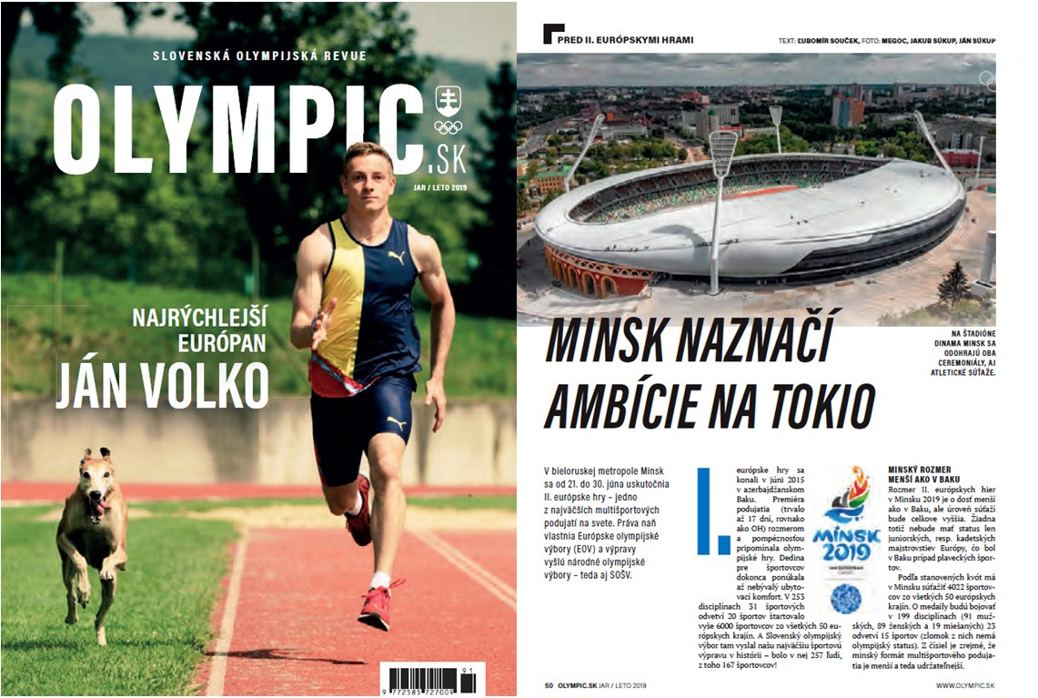 Predná obálka OLYMPIC.sk jar(leto 2019 a upútavka na jeden z textov v čísle.