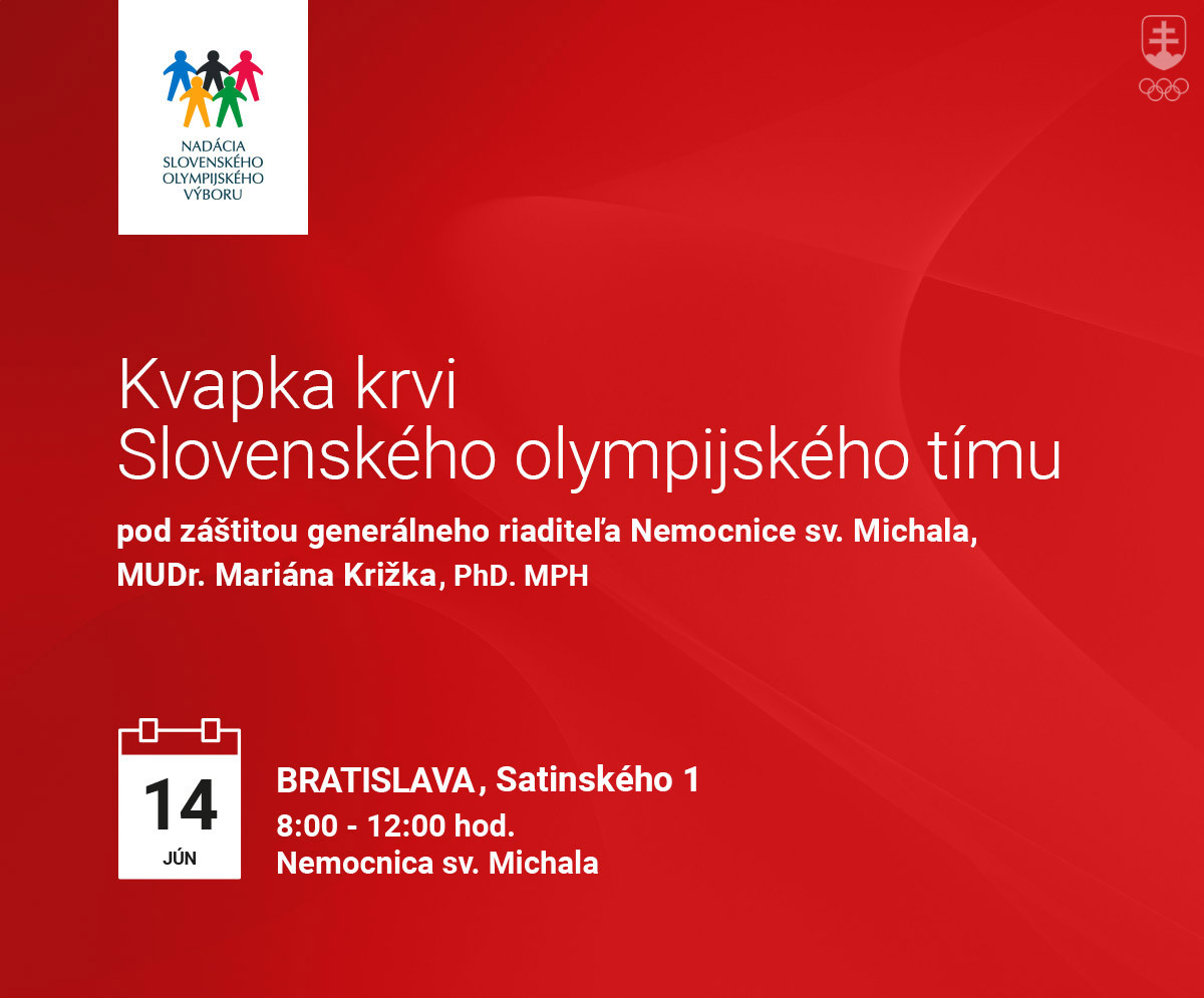 Podporte Kvapku krvi Slovenského olympijského tímu a darujte krv s olympionikmi!