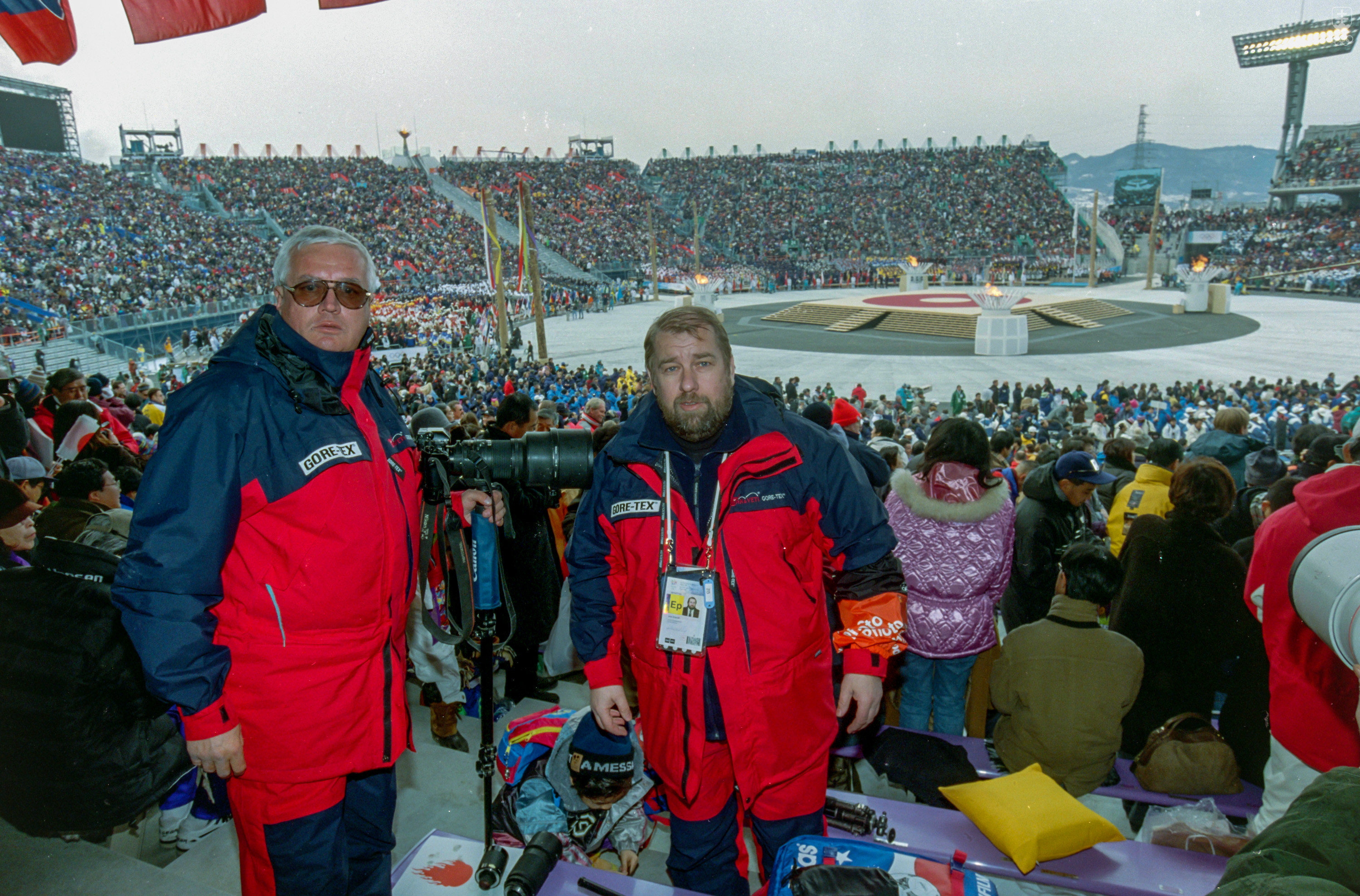 Ján Súkup (vpravo) s Petrom Pospíšilom na olympijských hrách v Nagane 1998