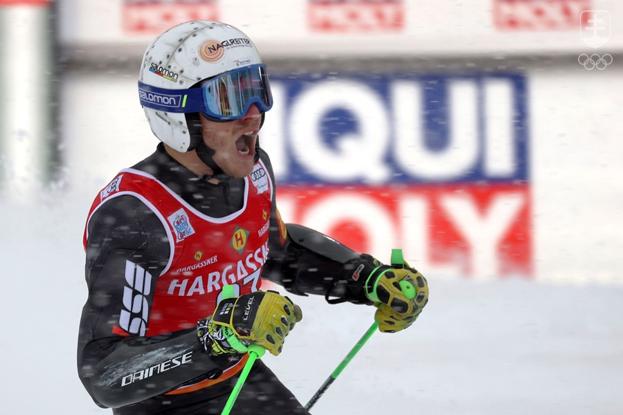 Radosť Adama Žampu zo siedmeho miesta v obrovskom slalome SP v Santa Caterine.