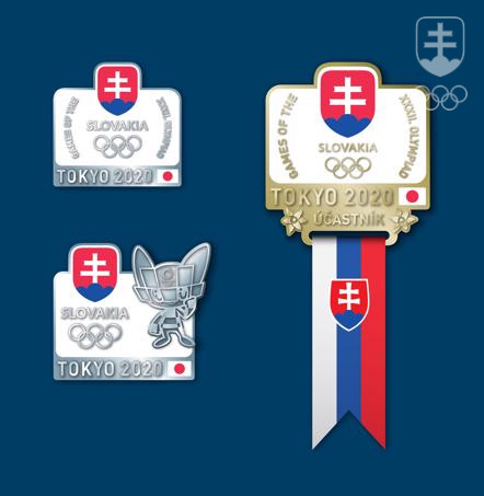 Tokijské odznaky slovenskej výpravy.