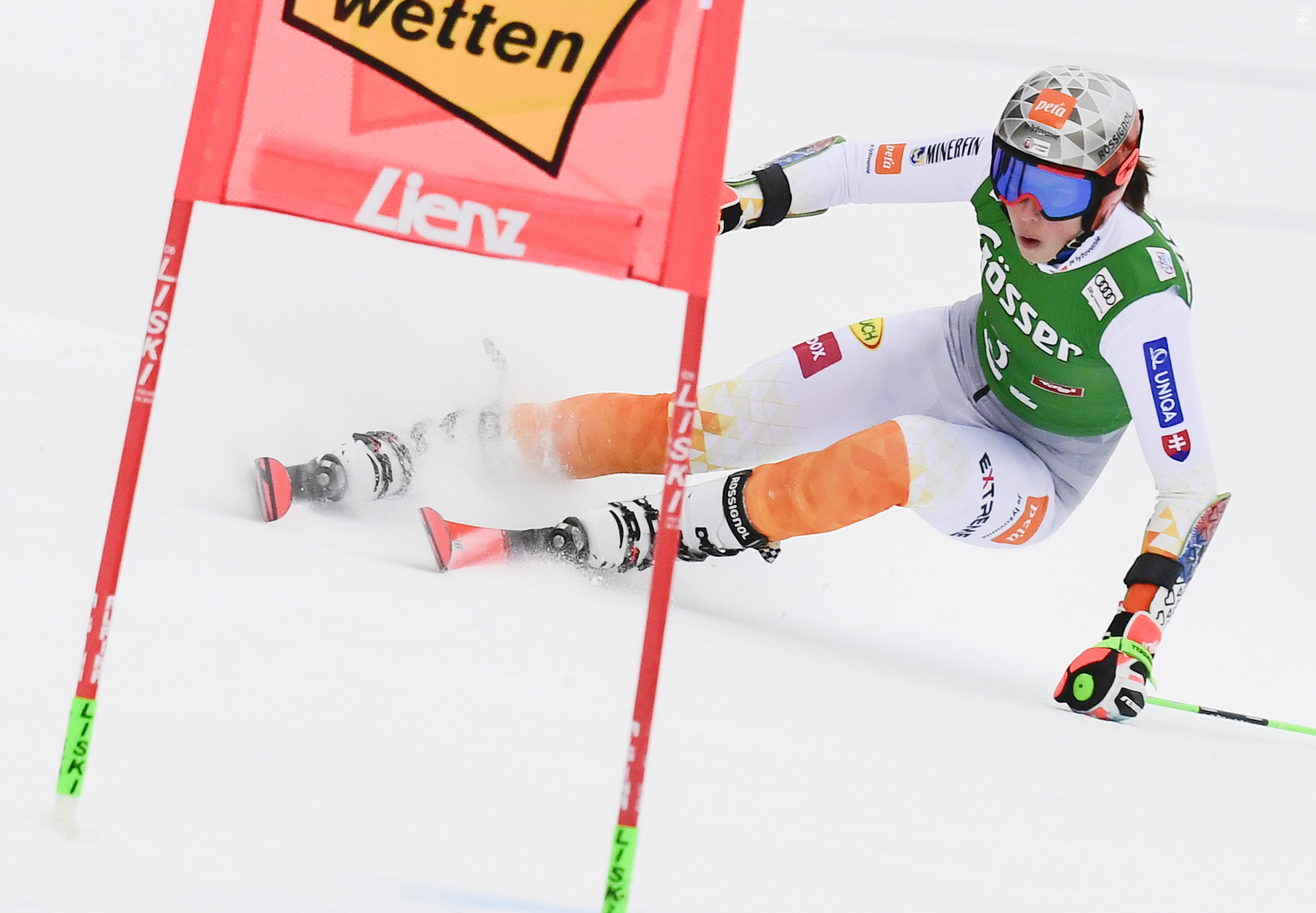 Petra Vlhová na trati obrovského slalomu Svetového pohára v Lienzi