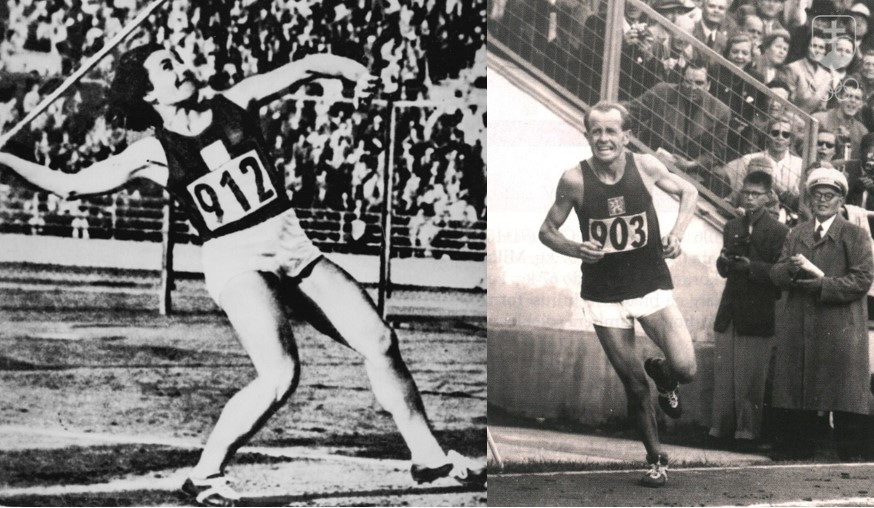 Legendárni manželia Dana a Emil Zátopkovi. Emil získala v Helsinkách tri zlaté medaily a Dana jednu. Obaja boli zlatí v rovnaký deň!