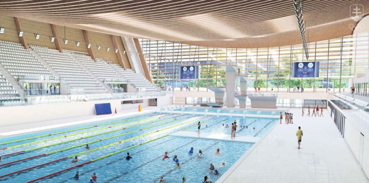 Pohľad do interiéru Olympijského plaveckého centra v Paríži