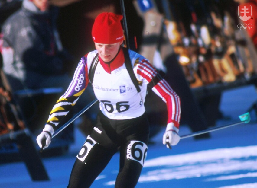 Martina Jašicová na ZOH v Lillehammeri, kde vďaka šiestemu miestu na 15 km získala historický prvý olympijský bod samostatného Slovenska do neoficiálneho hodnotenia krajín.
