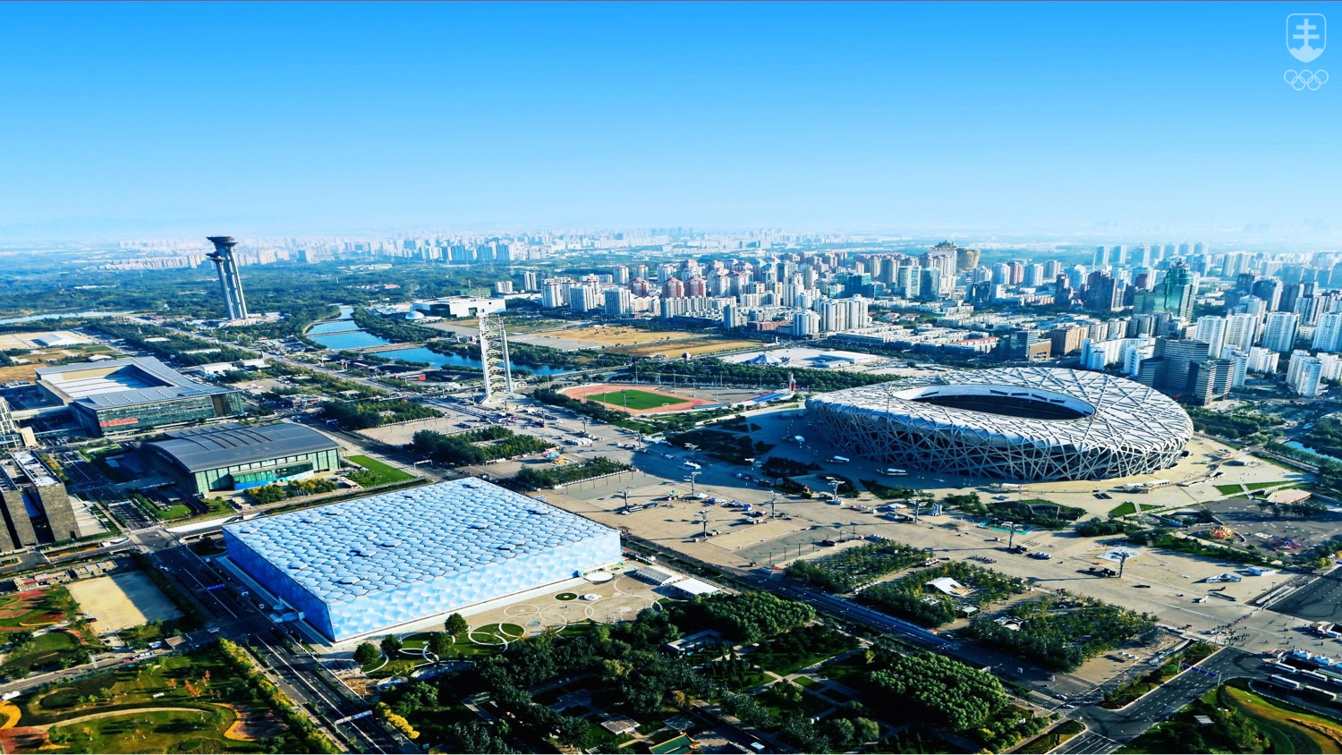 Fotografia viacerých olympijských športovísk v Pekingu.