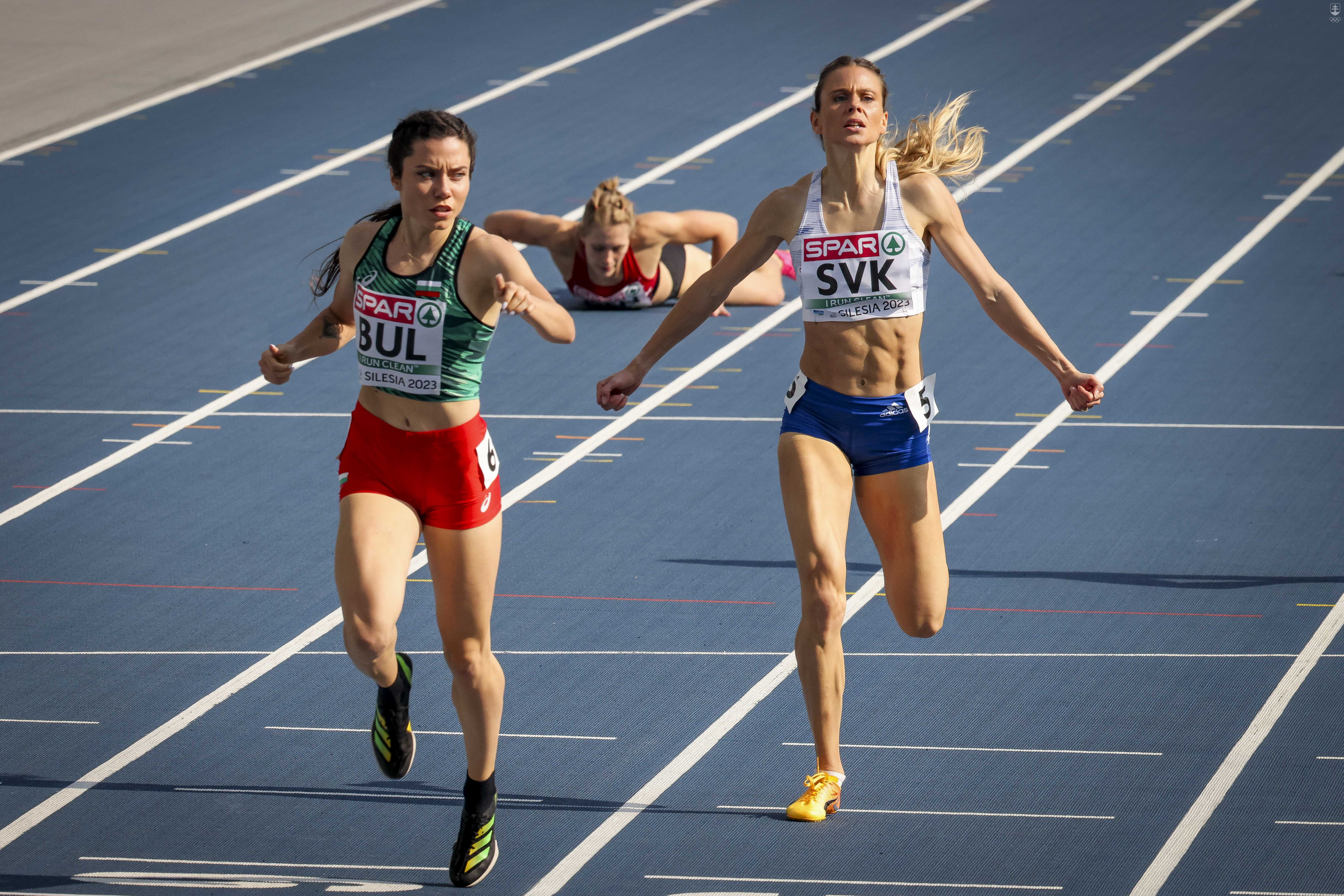 Alexandra Bezeková v cieli behu na 400 m na EH v Krakove.